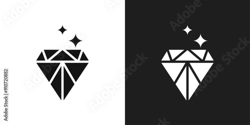 Diamond icon line art vector