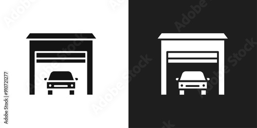 Garage car icon line art vector