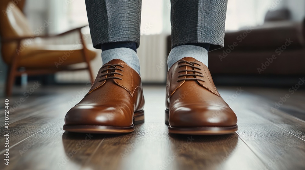 Close up shot of brown leather shoes Close up shot of brown leather shoes