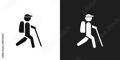 Hiking icon line art vector