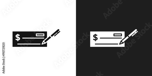Money check icon line art vector