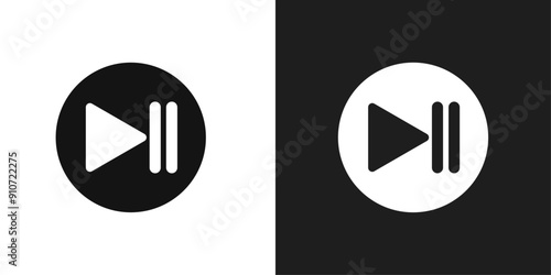 Play pause icon line art vector