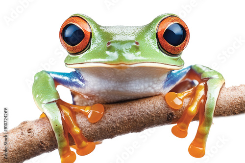 A bright-eyed tree frog with full depth of field photo