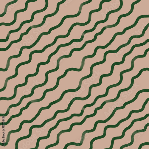 beige and green abstract doodle pattern oil paint