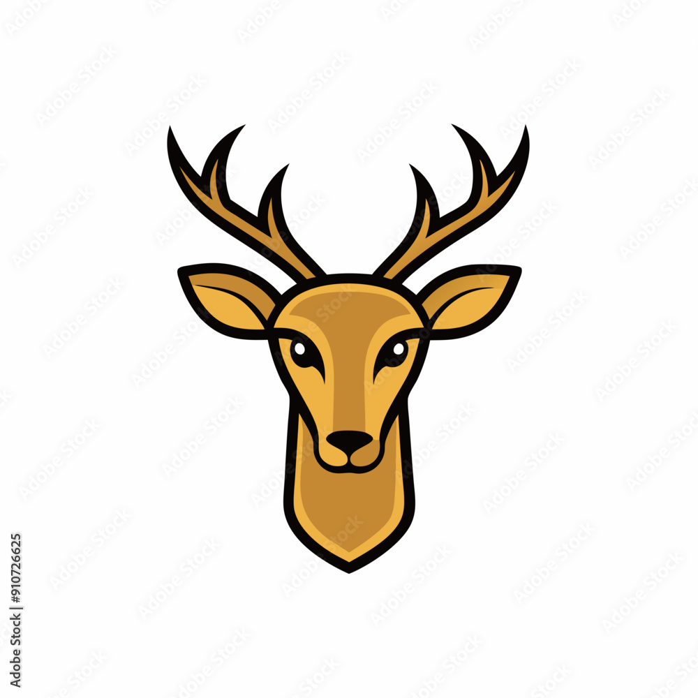 A sleek, stylized deer head with large antlers vector art illustration A sleek, stylized deer head with large antlers vector art illustration