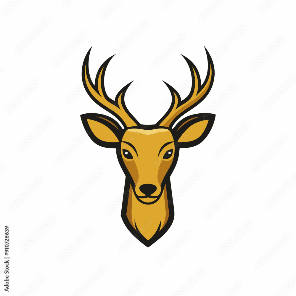 A sleek, stylized deer head with large antlers vector art illustration A sleek, stylized deer head with large antlers vector art illustration