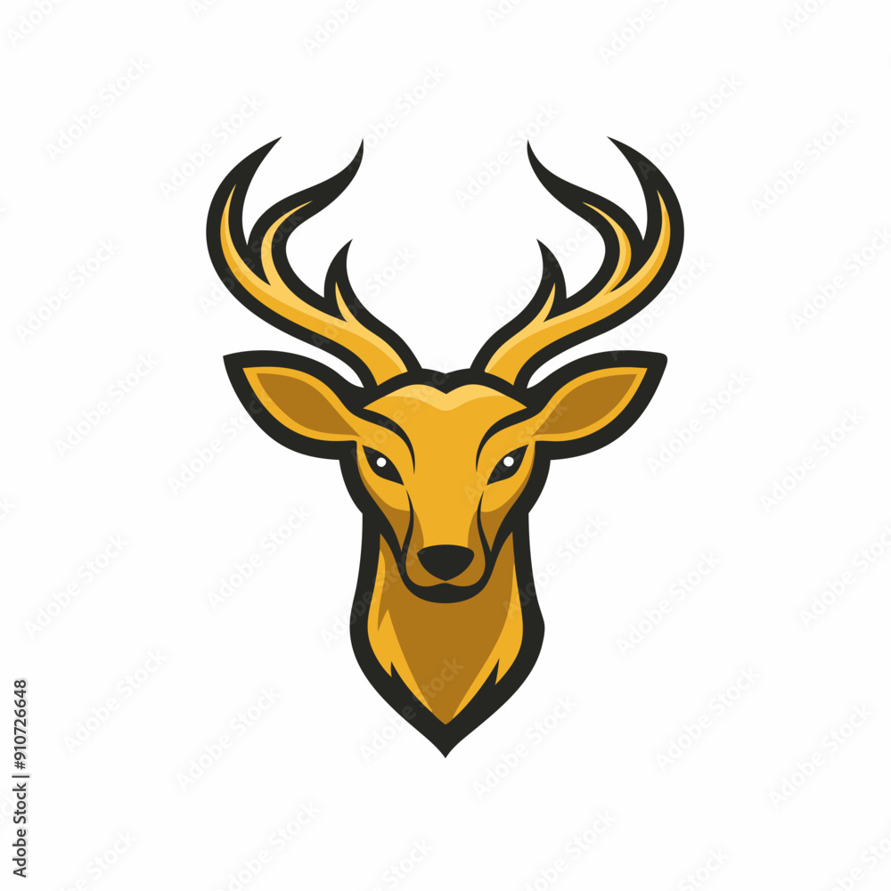 Naklejka premium A sleek, stylized deer head with large antlers vector art illustration