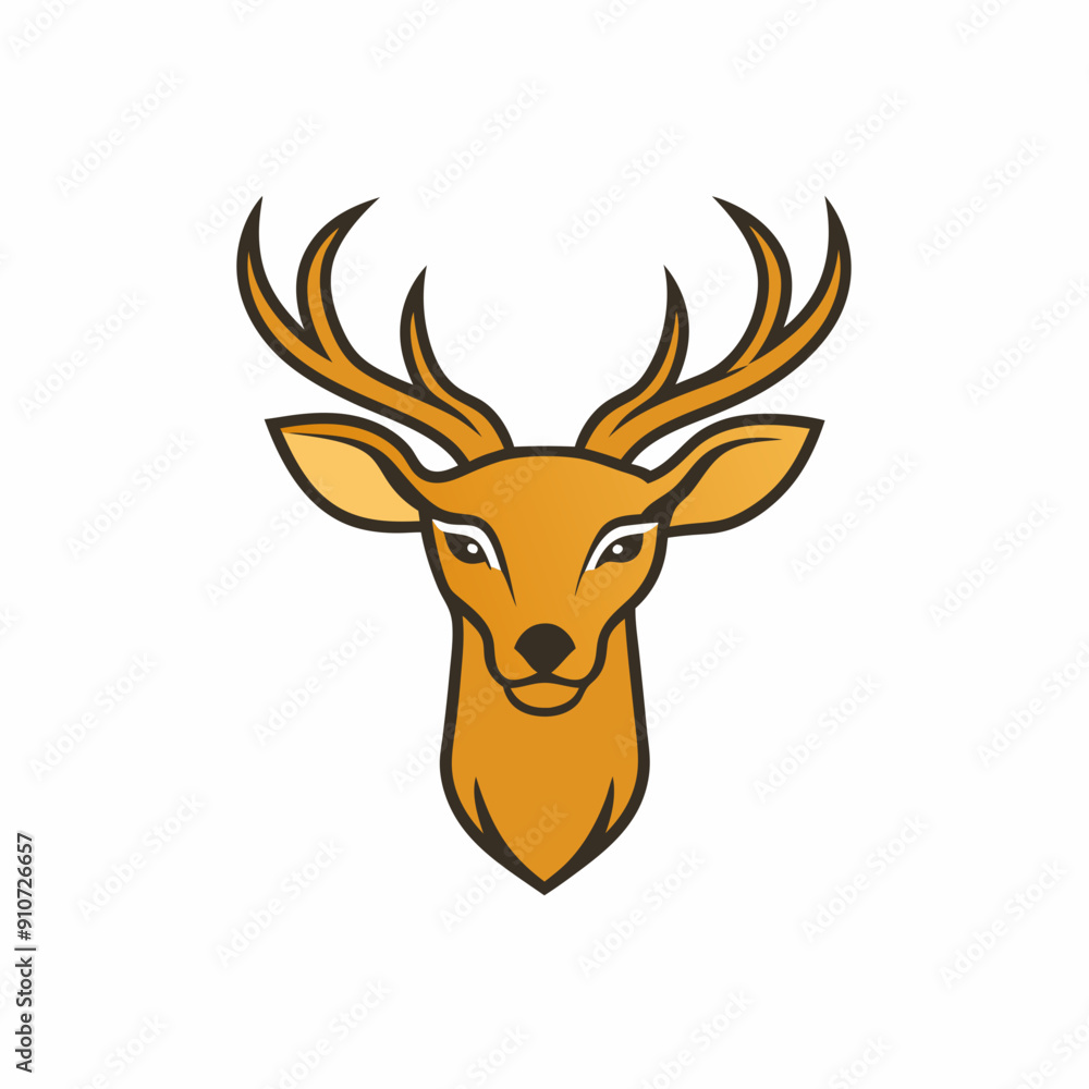 A sleek, stylized deer head with large antlers vector art illustration A sleek, stylized deer head with large antlers vector art illustration