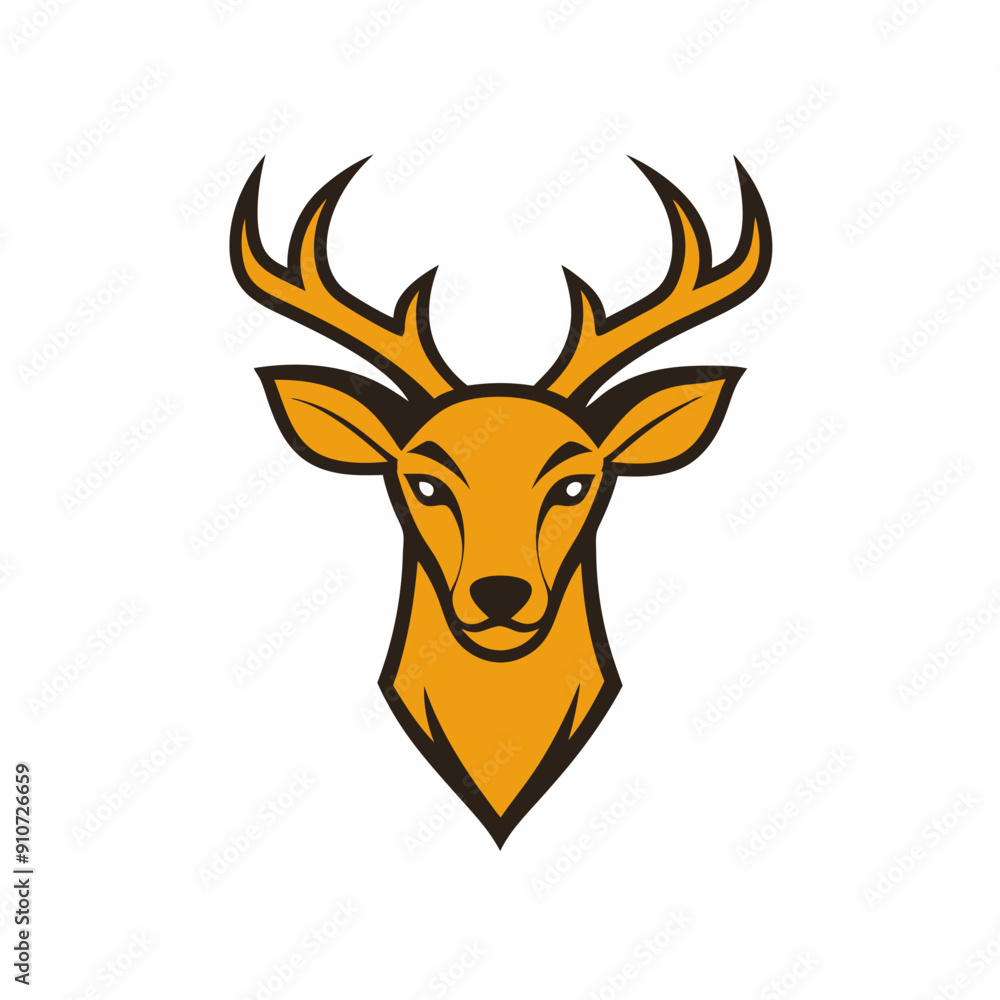A sleek, stylized deer head with large antlers vector art illustration A sleek, stylized deer head with large antlers vector art illustration