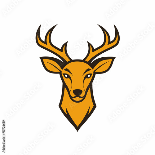 A sleek, stylized deer head with large antlers vector art illustration