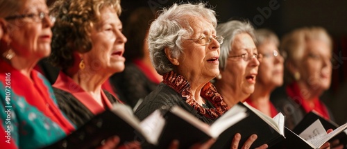 Older adults in a community choir, performing contemporary songs with a twist of experience