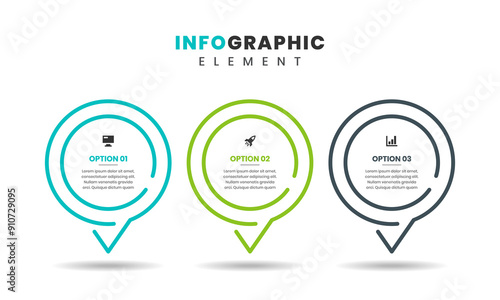 Vector Graphic of Infographic Element Design Templates with Icons and 3 Options or Steps. Suitable for Process Diagram, Presentations, Workflow Layout, Banner, Flow Chart, Infographic.