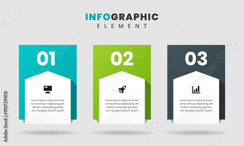 Vector Graphic of Infographic Element Design Templates with Icons and 3 Options or Steps. Suitable for Process Diagram, Presentations, Workflow Layout, Banner, Flow Chart, Infographic.