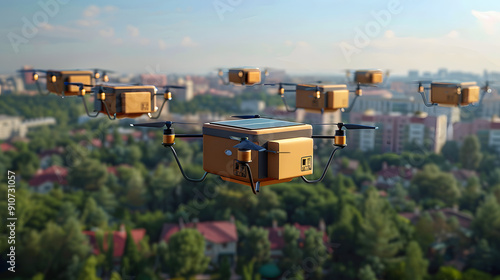 Wallpaper Mural Solar-powered drones delivering packages Torontodigital.ca