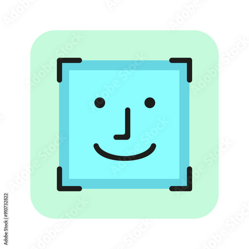 Face ID line icon. Portrait photo, viewfinder, facial recognition. Biometrics concept. Vector illustration can be used for topics like photographing, technology, security