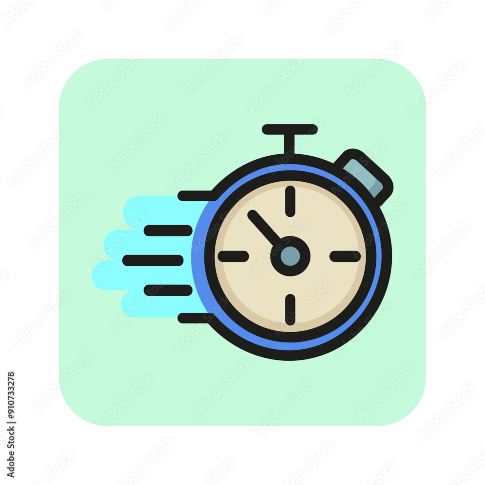 Fast stopwatch line icon. Speed, urgency, deadline. Fast time concept. Vector illustration can be used for topics like business, competition, time management Fast stopwatch line icon. Speed, urgency, deadline. Fast time concept. Vector illustration can be used for topics like business, competition, time management