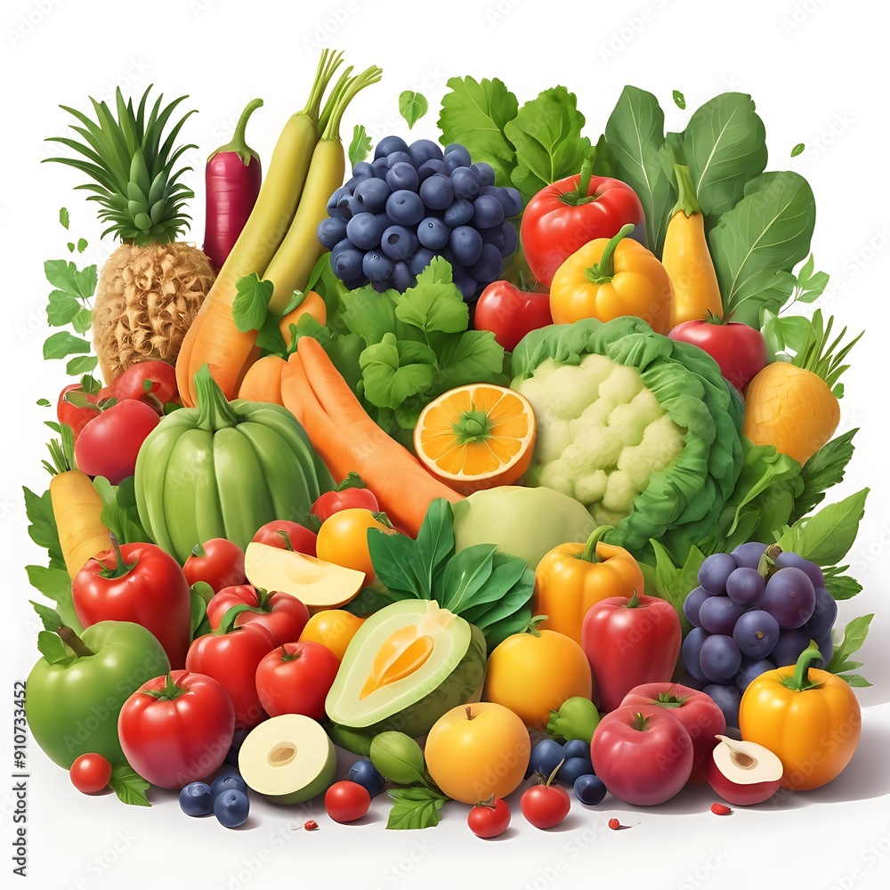 Different fresh fruits and vegetables flat lay on table top, fruits and vegetables collection food background Different fresh fruits and vegetables flat lay on table top, fruits and vegetables collection food background