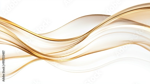 Abstract Golden Wave Lines on White Background, Elegant abstract design featuring flowing golden wave lines on a clean white background, creating a modern and sophisticated visual effect. 