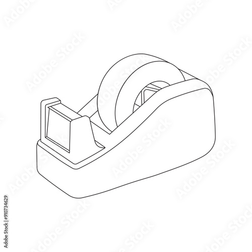 Hand drawn cartoon tape dispenser Isolated on White