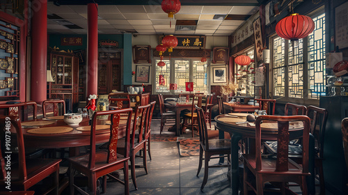 Interior of the Chinese restaurant photography