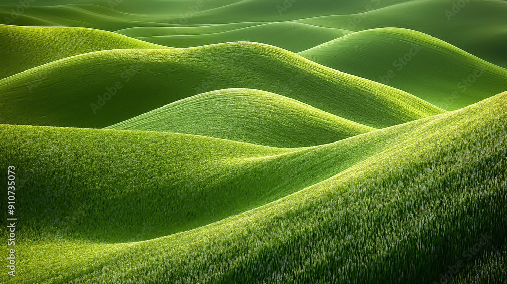 The image is a high-resolution photograph capturing the beauty of natural landscape. It features an elegant composition of undulating grassy fields The image is a high-resolution photograph capturing the beauty of natural landscape. It features an elegant composition of undulating grassy fields