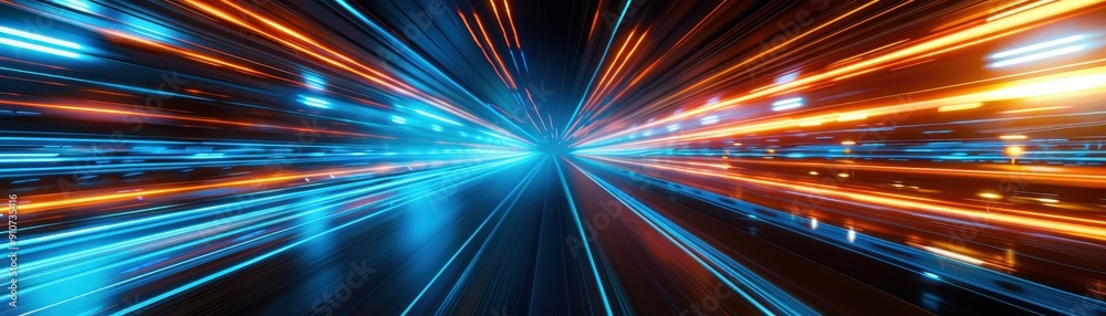 Futuristic Light Speed Tunnel with Vibrant Neon Streaks and Dynamic Motion Blur Futuristic Light Speed Tunnel with Vibrant Neon Streaks and Dynamic Motion Blur