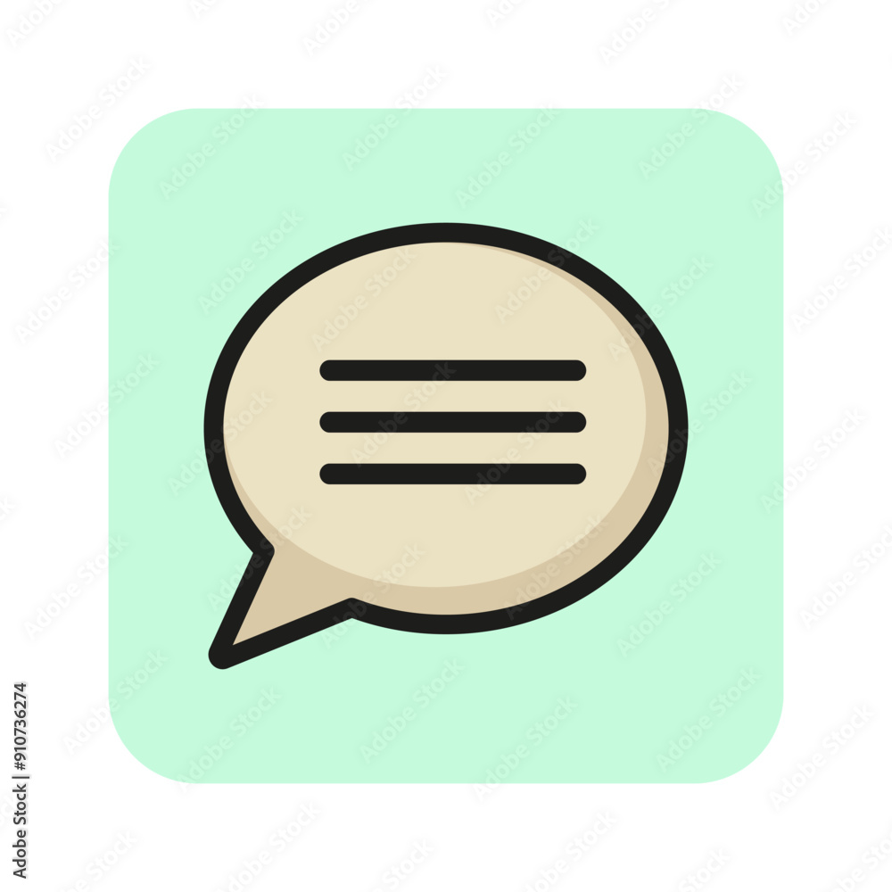 Text line icon. Monologue, message, speech bubble. Dialog concept. Can be used for topics like chatting, talk, online communication Text line icon. Monologue, message, speech bubble. Dialog concept. Can be used for topics like chatting, talk, online communication