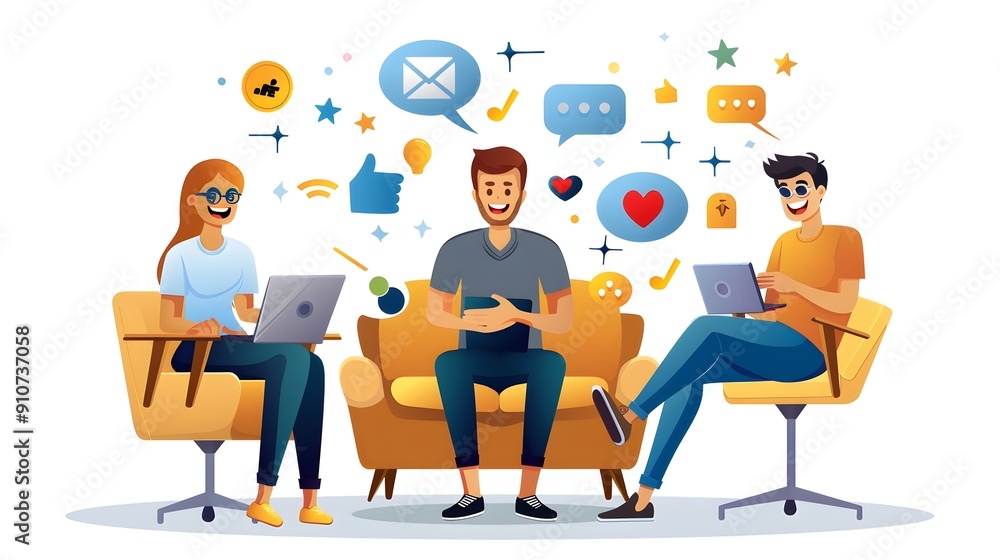 Young people using social media. Young people using social media.