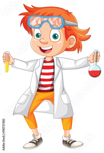 Young Scientist with Test Tubes