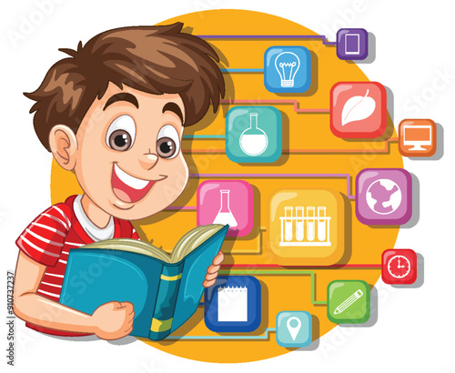 Child Learning with Educational Icons