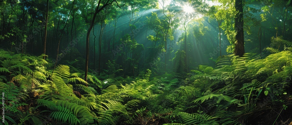 Obraz premium Enchanted High Definition Forest Canopy - Nature's Majesty in Green Splendor
