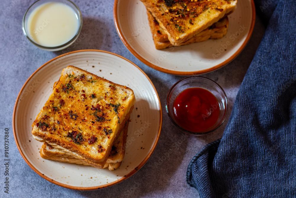 Delicious Homemade Garlic Bread Recipe, Perfectly Buttery serve with sauces. Delicious Homemade Garlic Bread Recipe, Perfectly Buttery serve with sauces.