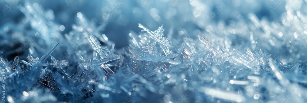 Macro shot revealing the detailed and intricate formations of ice crystals, showcasing the unique and delicate beauty of winter. Macro shot revealing the detailed and intricate formations of ice crystals, showcasing the unique and delicate beauty of winter.