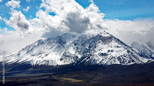 snow covered mountains along the I395 in california