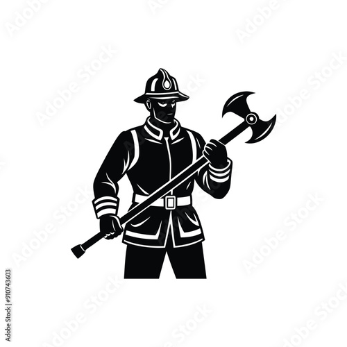 fireman with pry bar silhouette


