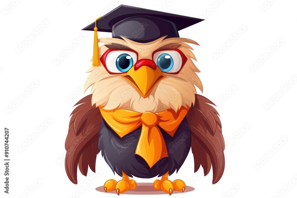 Naklejka premium Graduation cartoon animal representation.