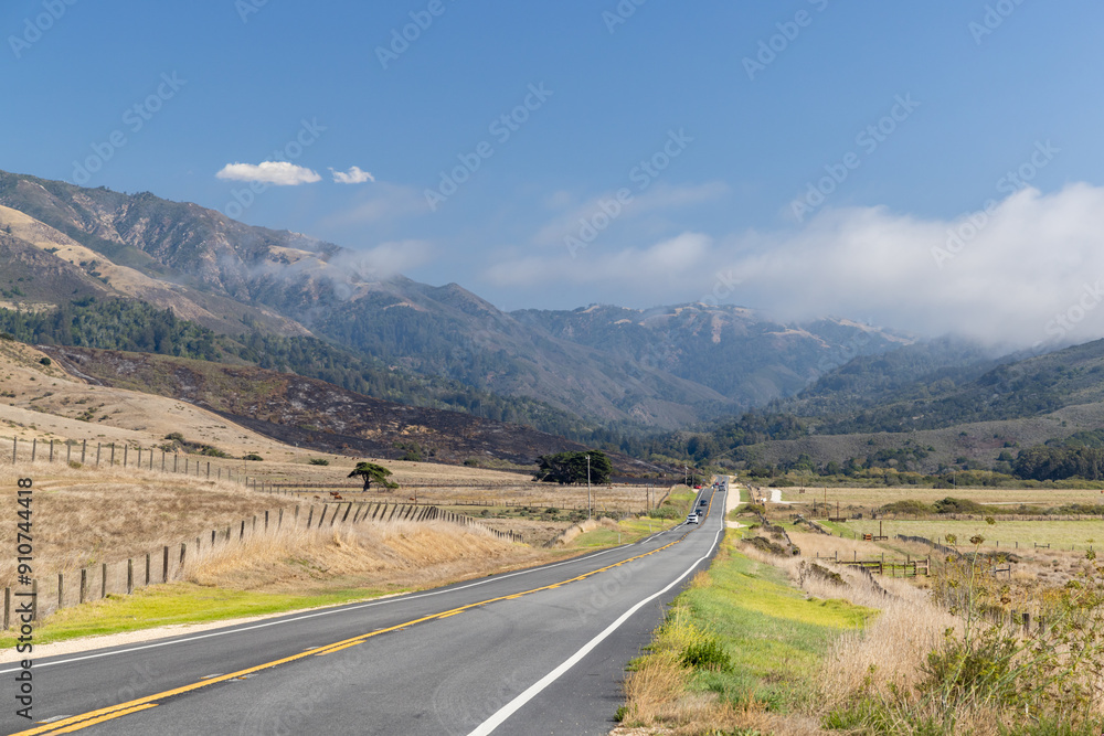 Fototapeta premium Asphalt road and countryside landscape