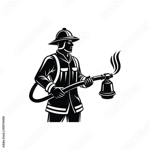 fireman with nozzle silhouette

