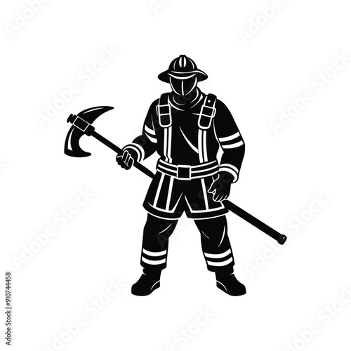 fireman with pry bar silhouette

