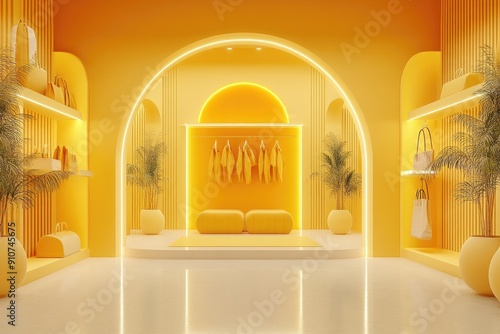 Modern 3D Shopping Platform with Sleek Design and Copy Space for Marketing.