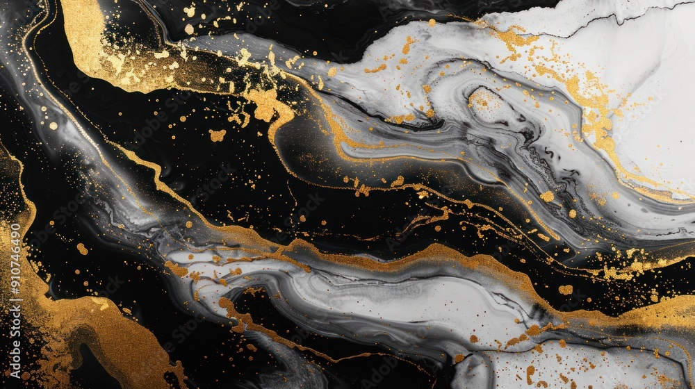 Abstract Gold and Black Marble Painting Abstract Gold and Black Marble Painting