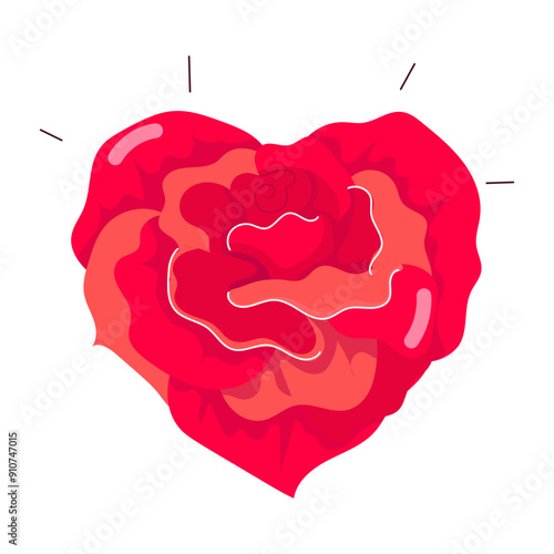 A flat style sticker of rose heart 

