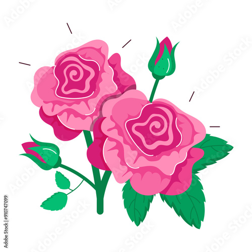 A comic style sticker of flowers 

