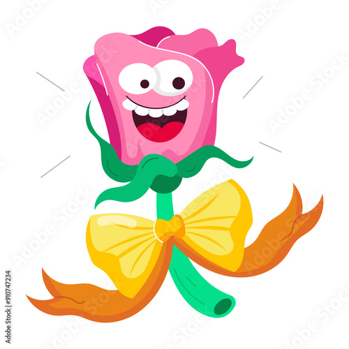 A flat sticker of flower gift 

