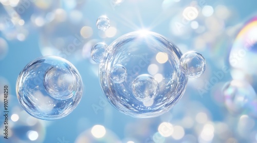 Wallpaper Mural Serene Bubble Bliss - Seamless Realistic Bubble Texture with Transparent Spheres and Reflective Surfaces, Ideal for Playful and Airy Backgrounds Torontodigital.ca