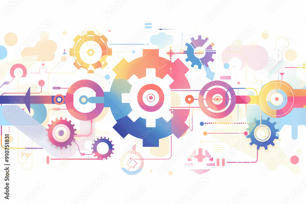 Abstract Colorful Gears and Technology Illustration Abstract Colorful Gears and Technology Illustration