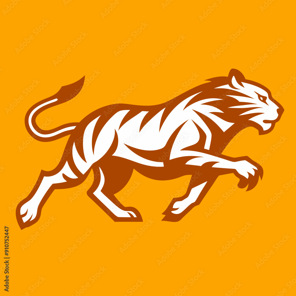Fototapeta premium A running Tiger vector silhouette icon illustration