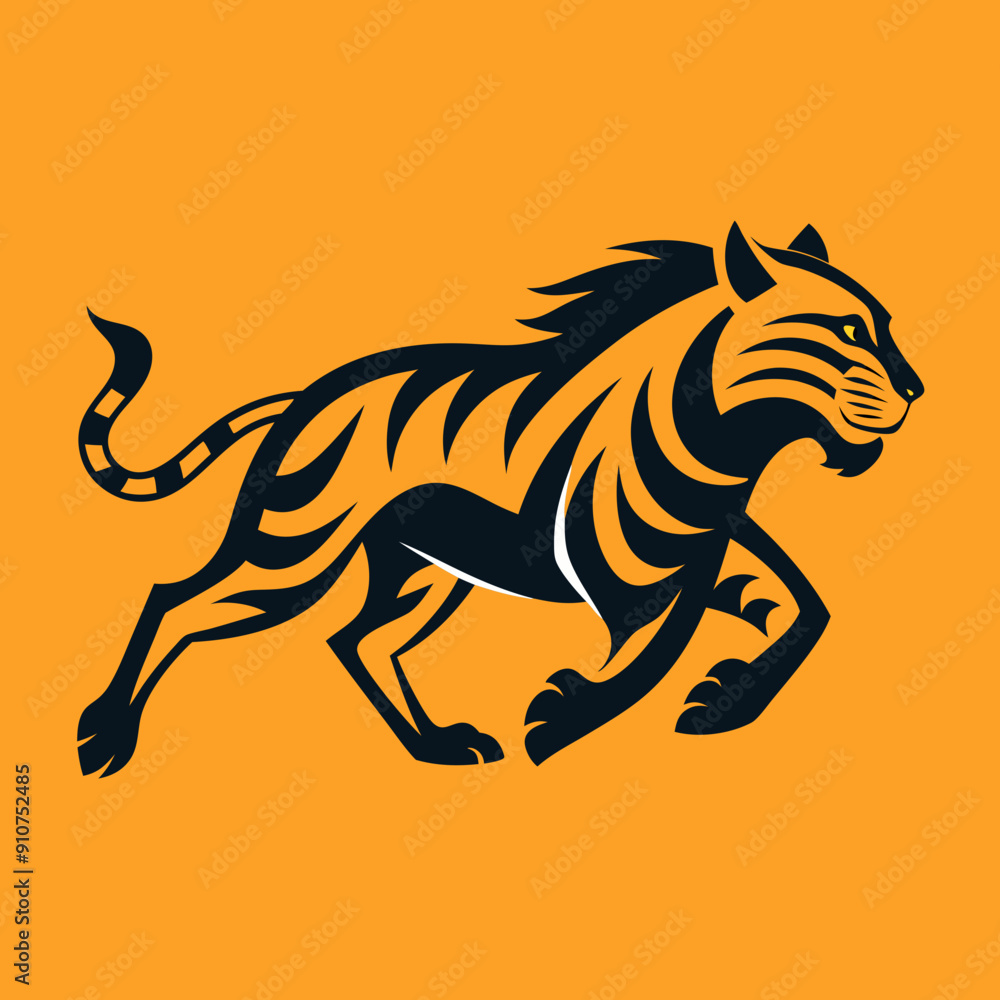 Fototapeta premium A running Tiger vector silhouette icon illustration