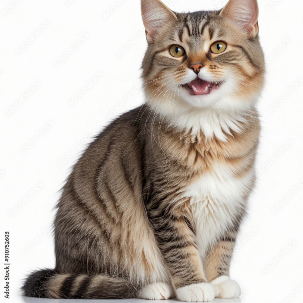 Obraz premium Happy cate, on white background