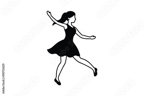 Dancing related many poses style Silhouette vector